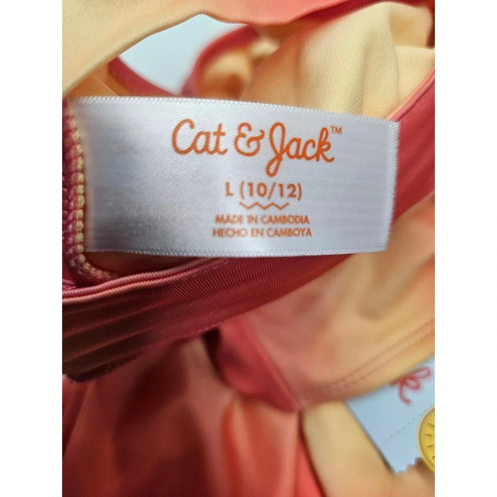 Cat & Jack Girls Ombre One Piece Swimsuit Orange Polyester Blend Size Large